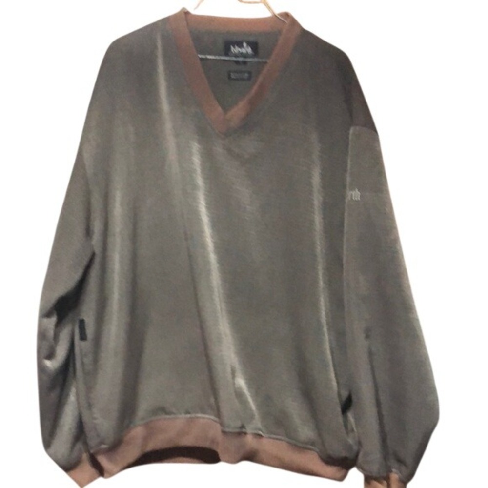 vintage Ashworth Charcoal‎ and Brown V-Neck Pull-Over Water&Wind Resistant